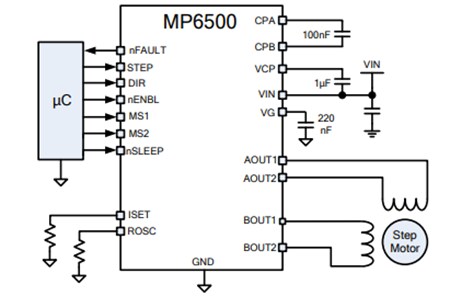 Application Circuit Diagram - Monolithic Power Systems (MPS) MP6x00 Stepper Motor Drivers